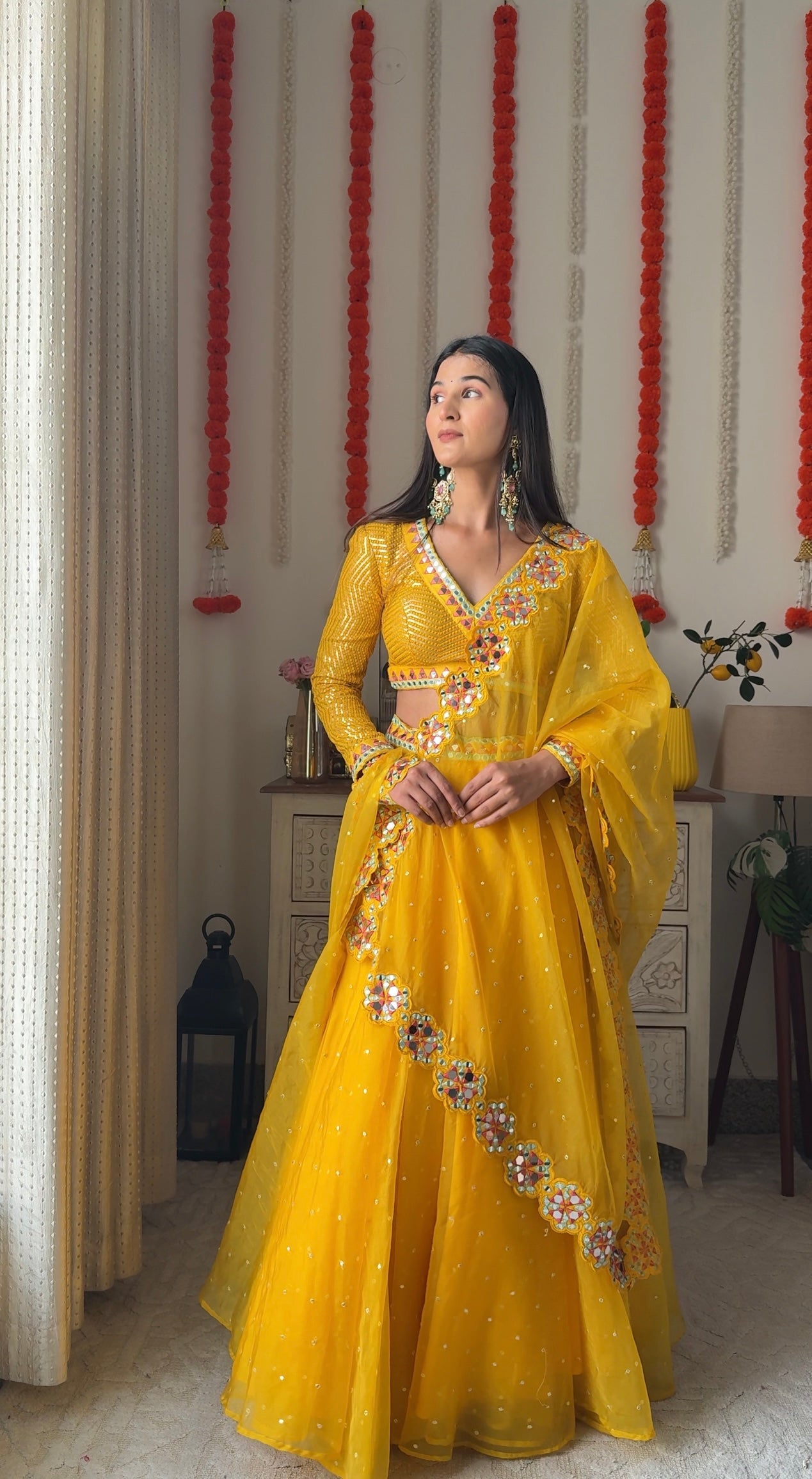 Saffron Gold Amber Lehanga Dupatta