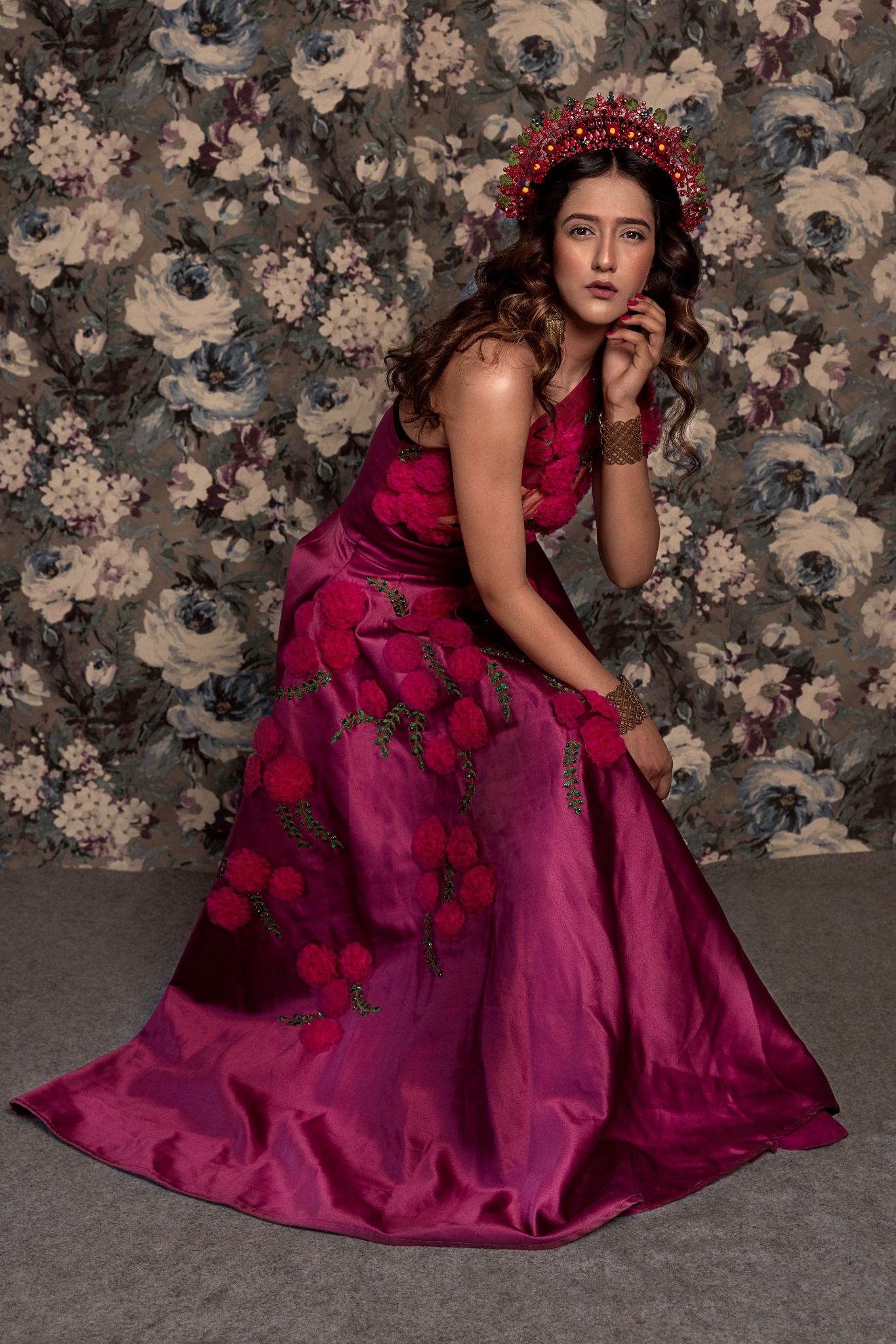 Magenta Floral Gown