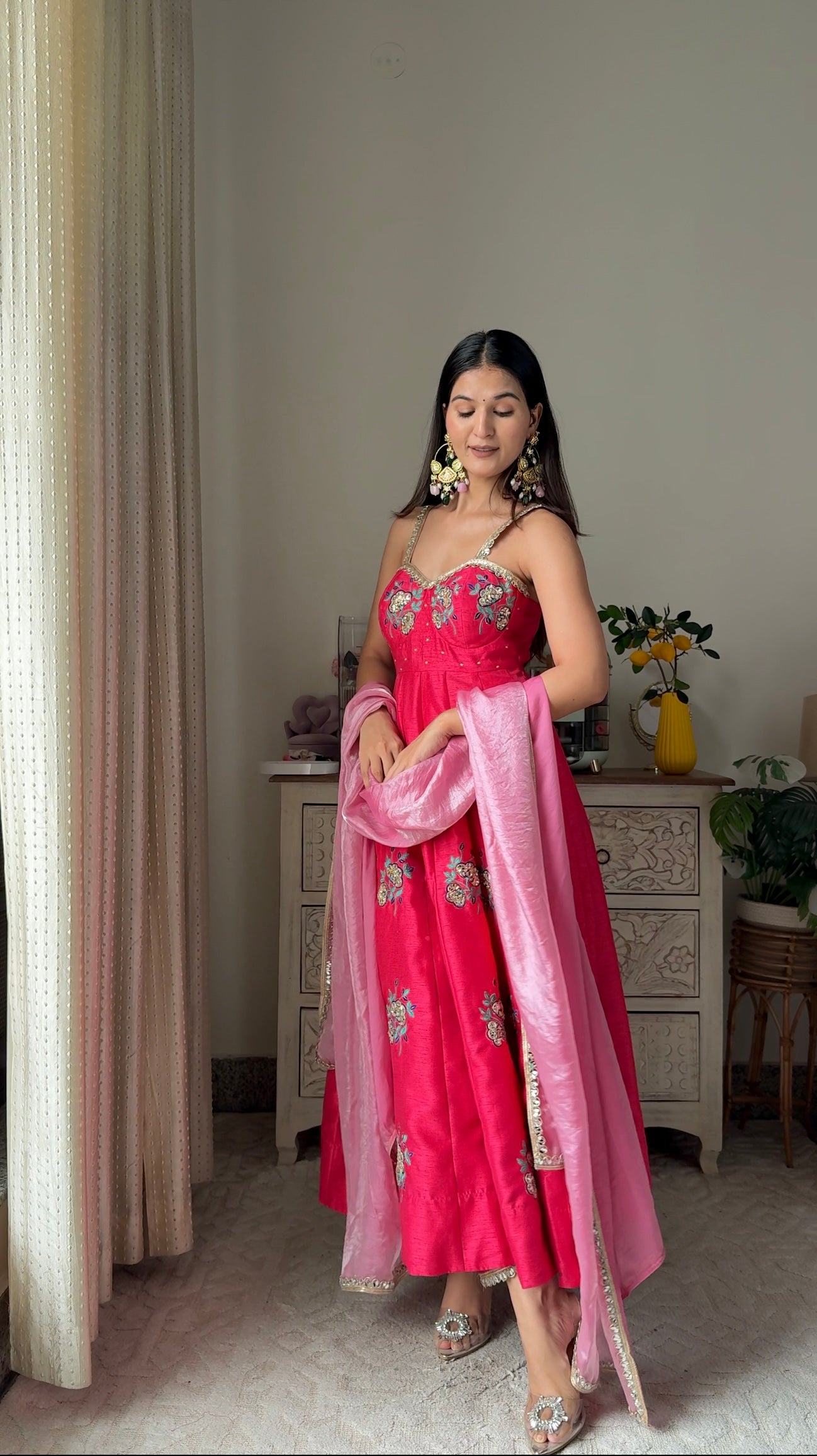 Orchid Flower Anarkali