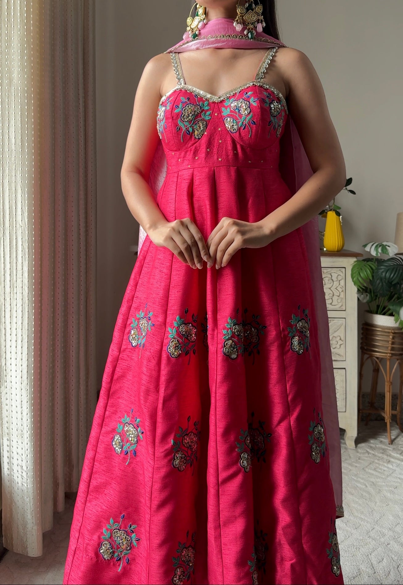 Orchid Flower Anarkali