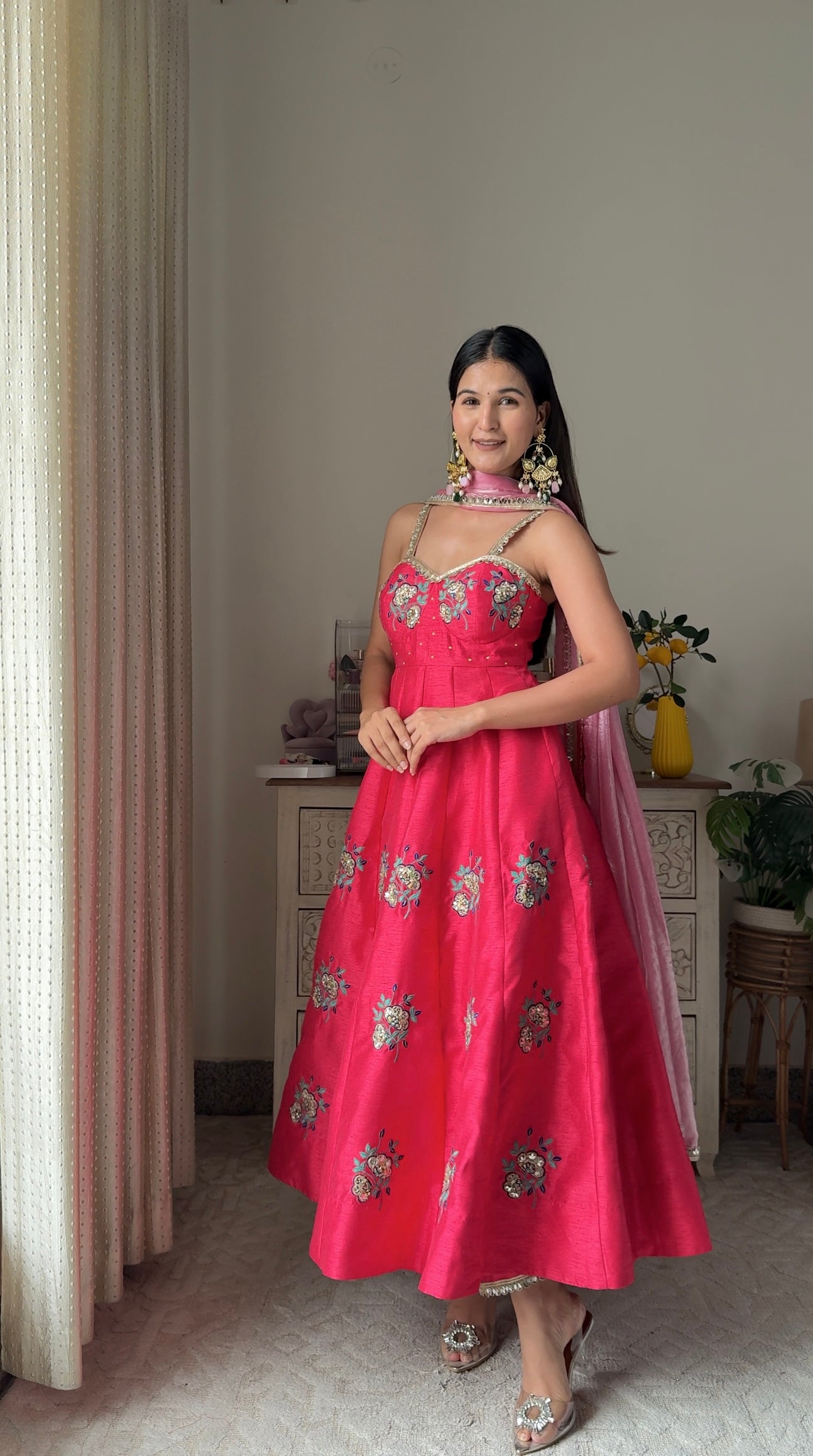 Orchid Flower Anarkali