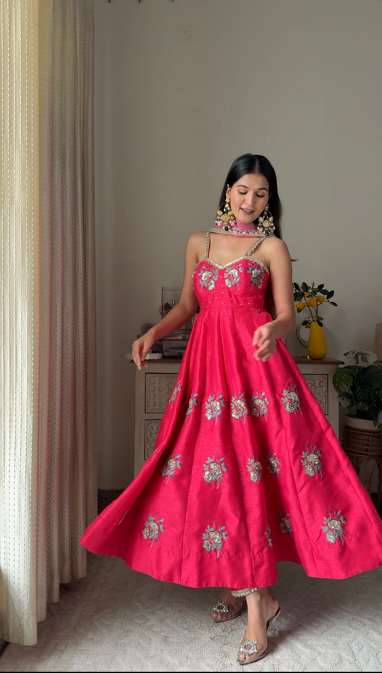 Orchid Flower Anarkali