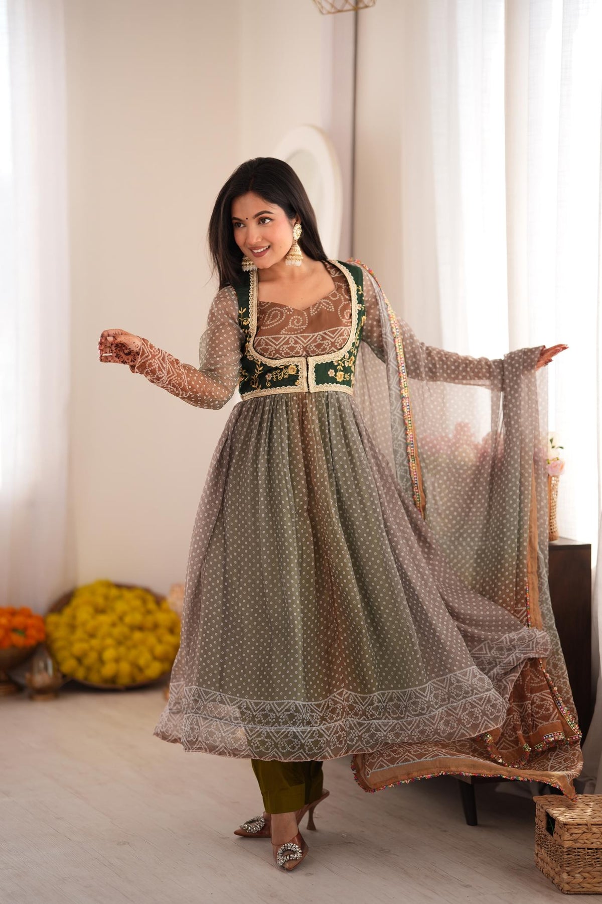 Zohra Earth Luxe Silk Jacket Anarkali Set