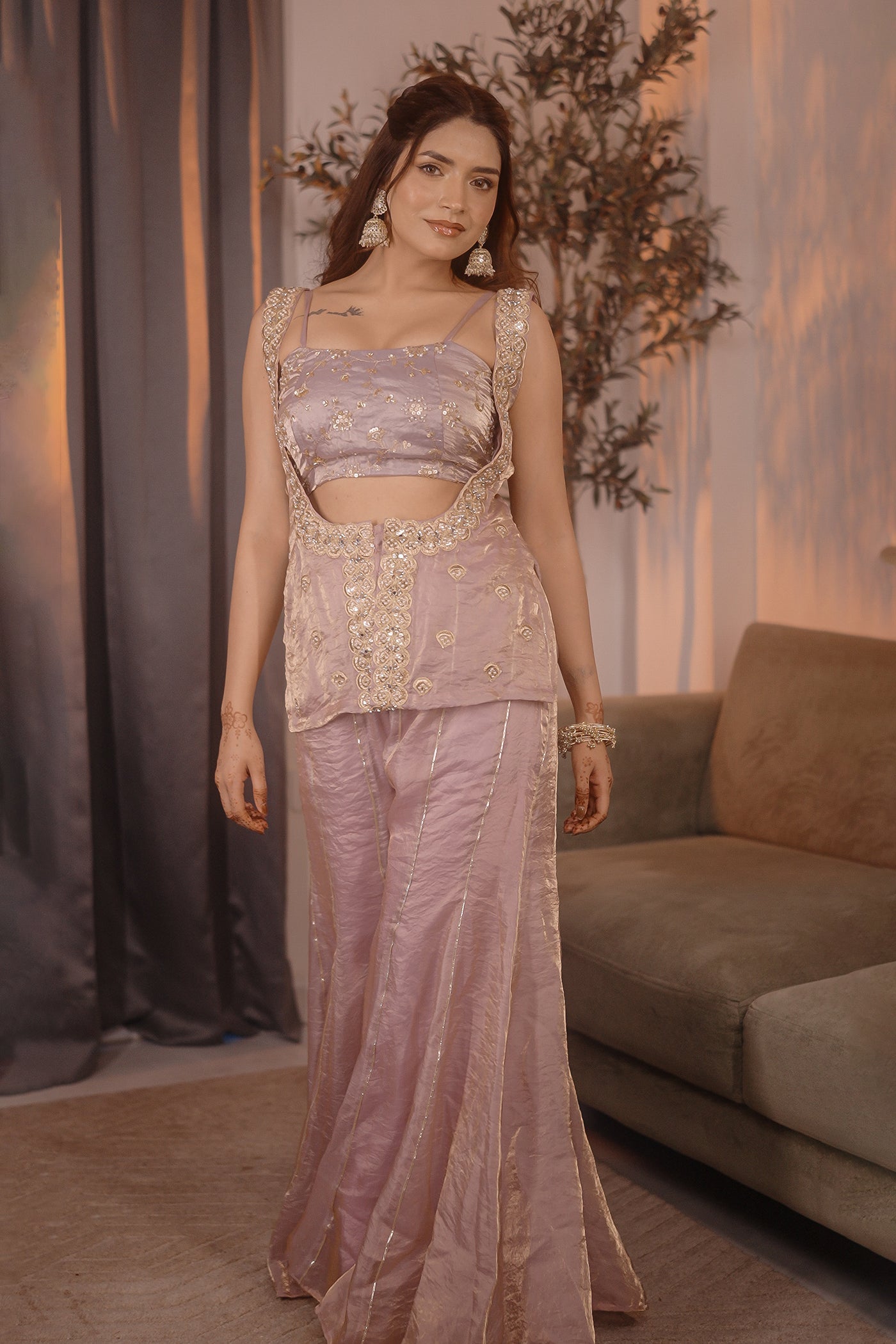 Noor-e-Rose Three Piece Palazzo Set