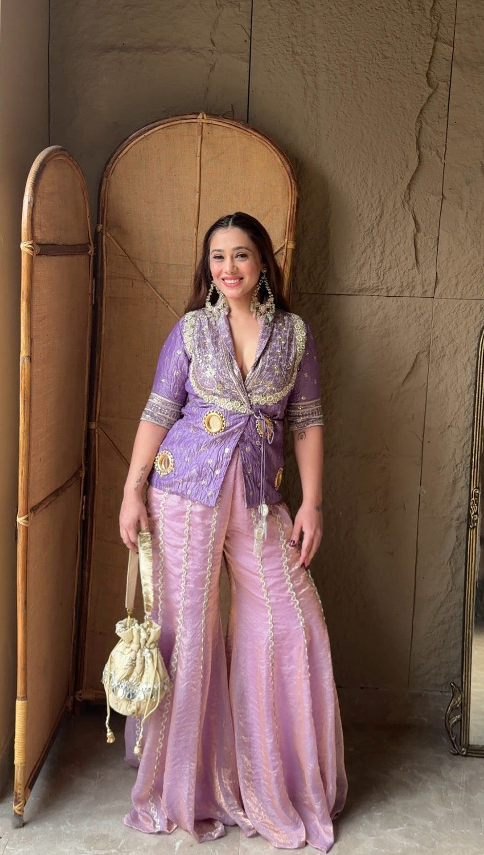 Lavender Ziya Jacket Sharara Set