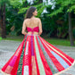 Red Scarlett Corset Mirror Blouse With Multi Lehanga