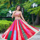 Red Scarlett Corset Mirror Blouse With Multi Lehanga