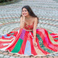 Red Scarlett Corset Mirror Blouse With Multi Lehanga