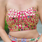 Red Scarlett Corset Mirror Blouse With Multi Lehanga
