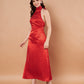 Red Siroski Satin Frock