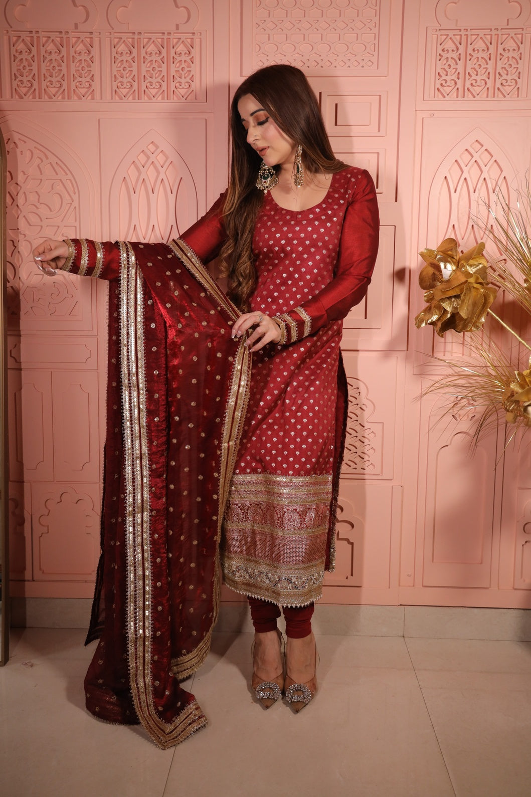 Holly Rose Silk Kurta with Dupatta