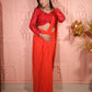 Cherry Red Drape Saree