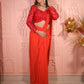 Cherry Red Drape Saree