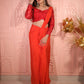 Cherry Red Drape Saree