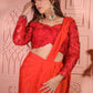 Cherry Red Drape Saree