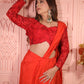 Cherry Red Drape Saree