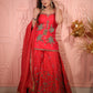 Lust Red kurta Plazzo Dupatta