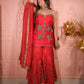 Lust Red kurta Plazzo Dupatta