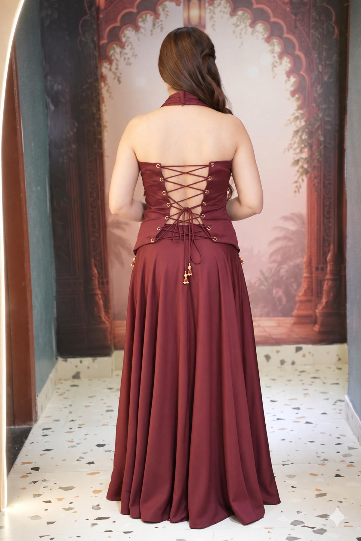 Wine Whimsy Draped Skirt Set
