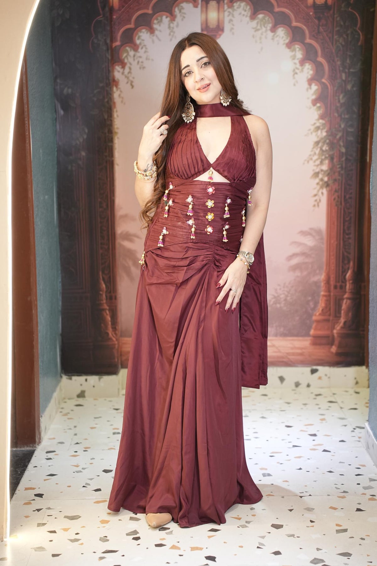 Wine Whimsy Draped Skirt Set