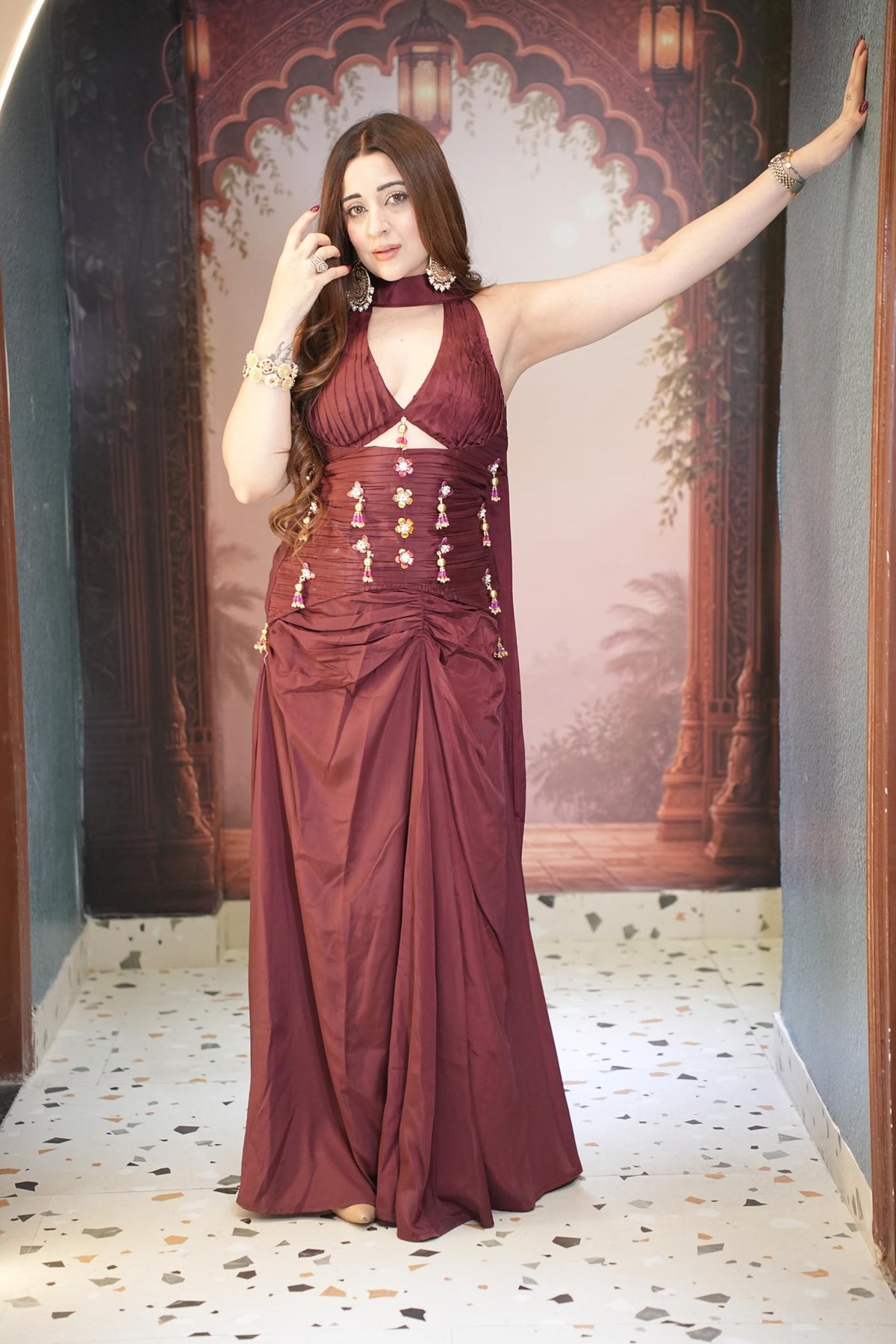 Wine Whimsy Draped Skirt Set