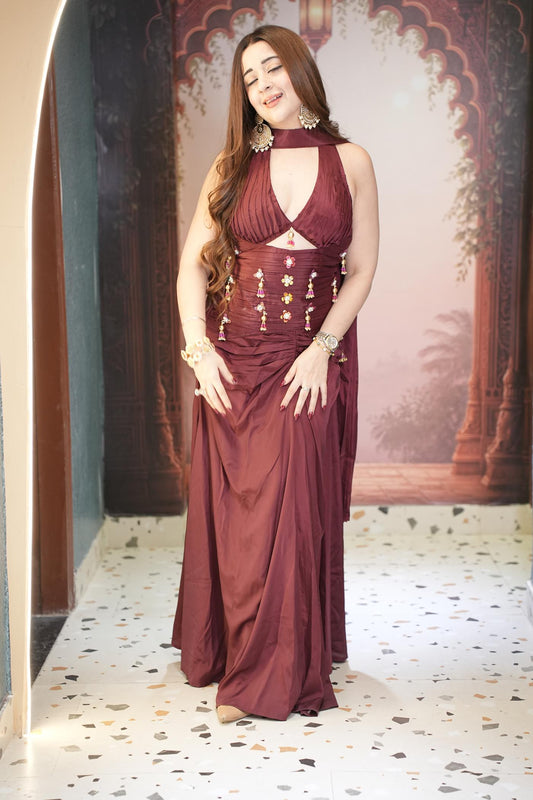 Wine Whimsy Draped Skirt Set