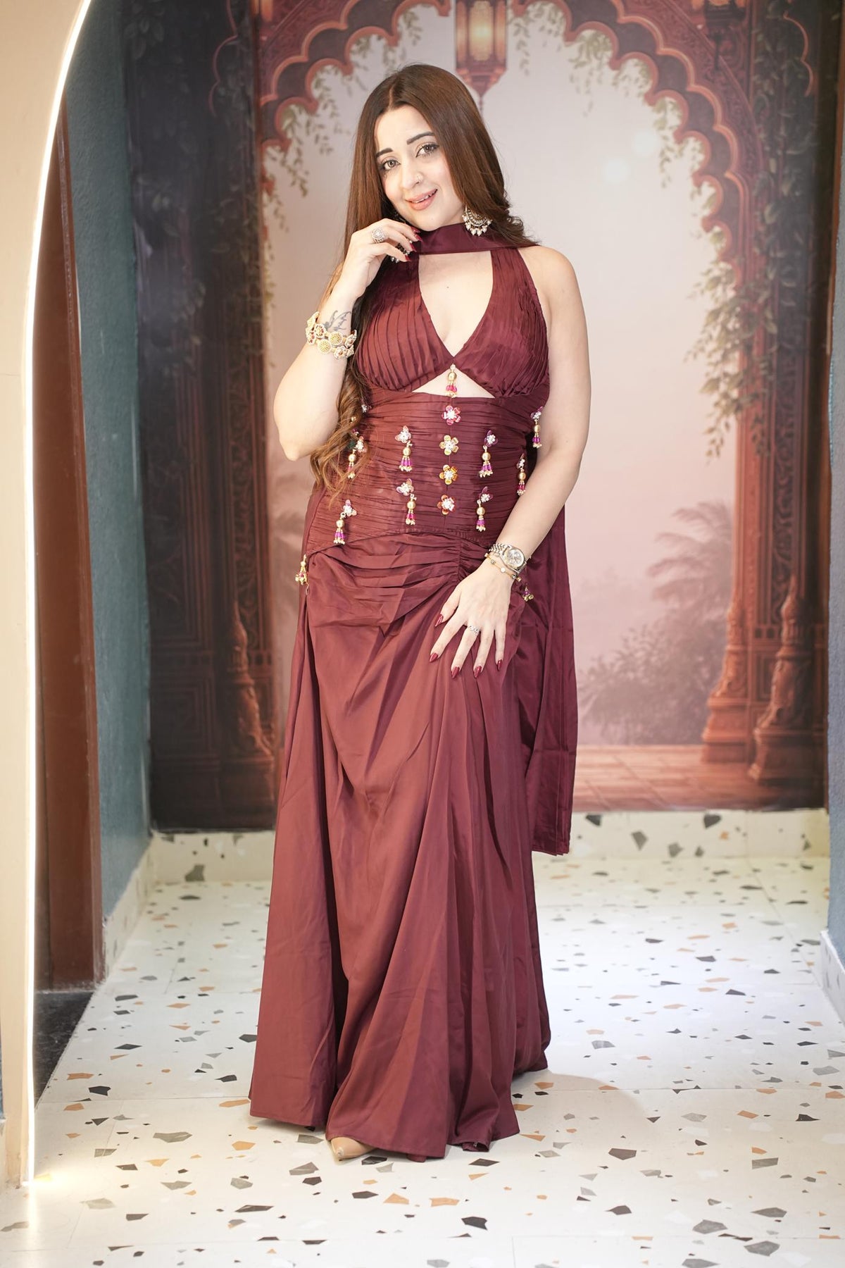 Wine Whimsy Draped Skirt Set