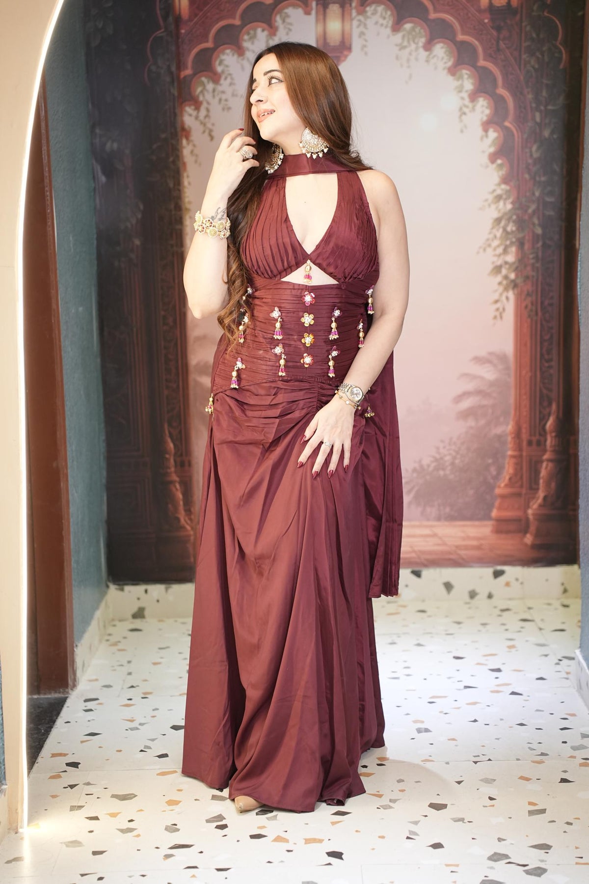 Wine Whimsy Draped Skirt Set