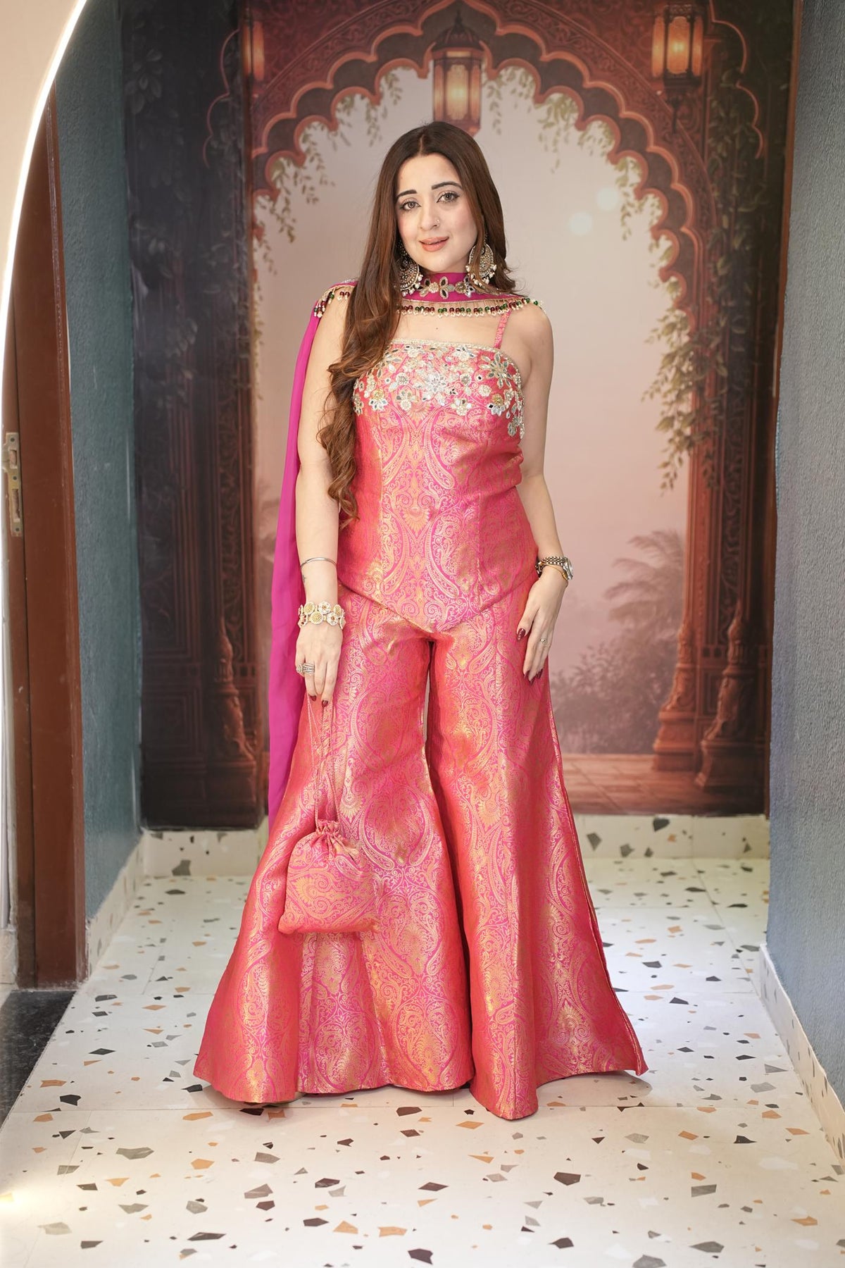 Gulabi Zari Brocade Corset Set
