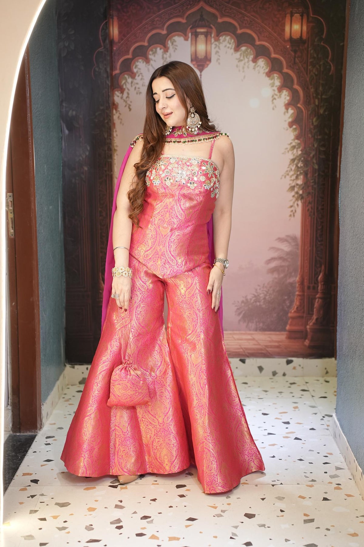 Gulabi Zari Brocade Corset Set