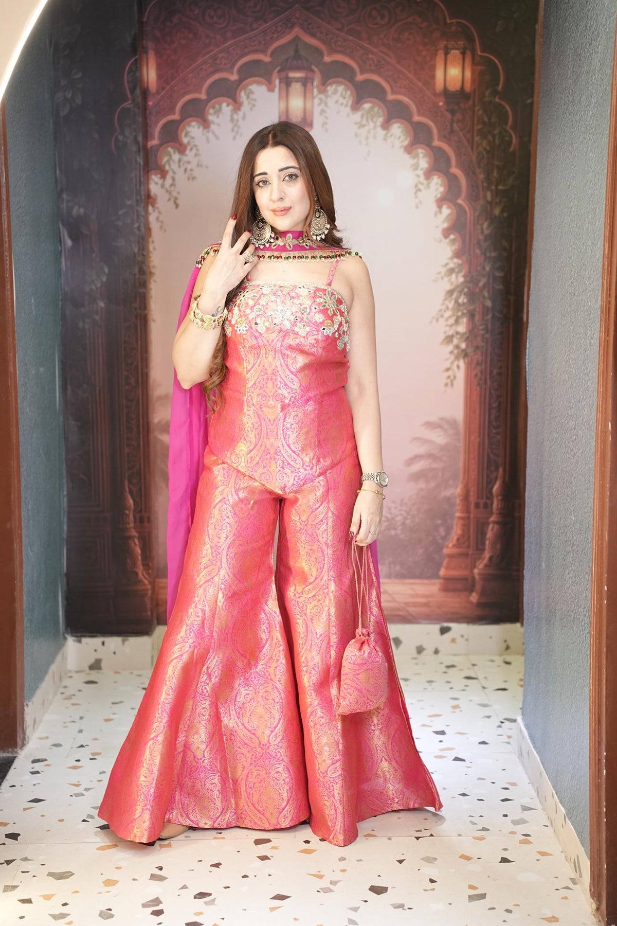 Gulabi Zari Brocade Corset Set
