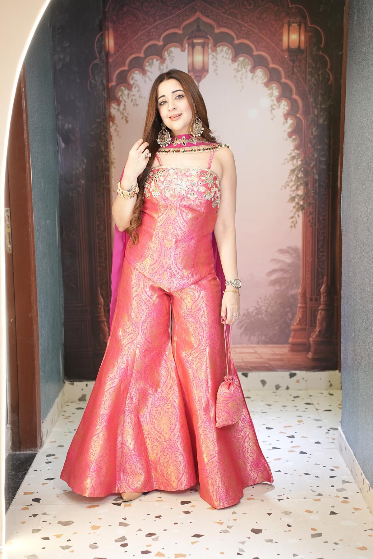 Gulabi Zari Brocade Corset Set