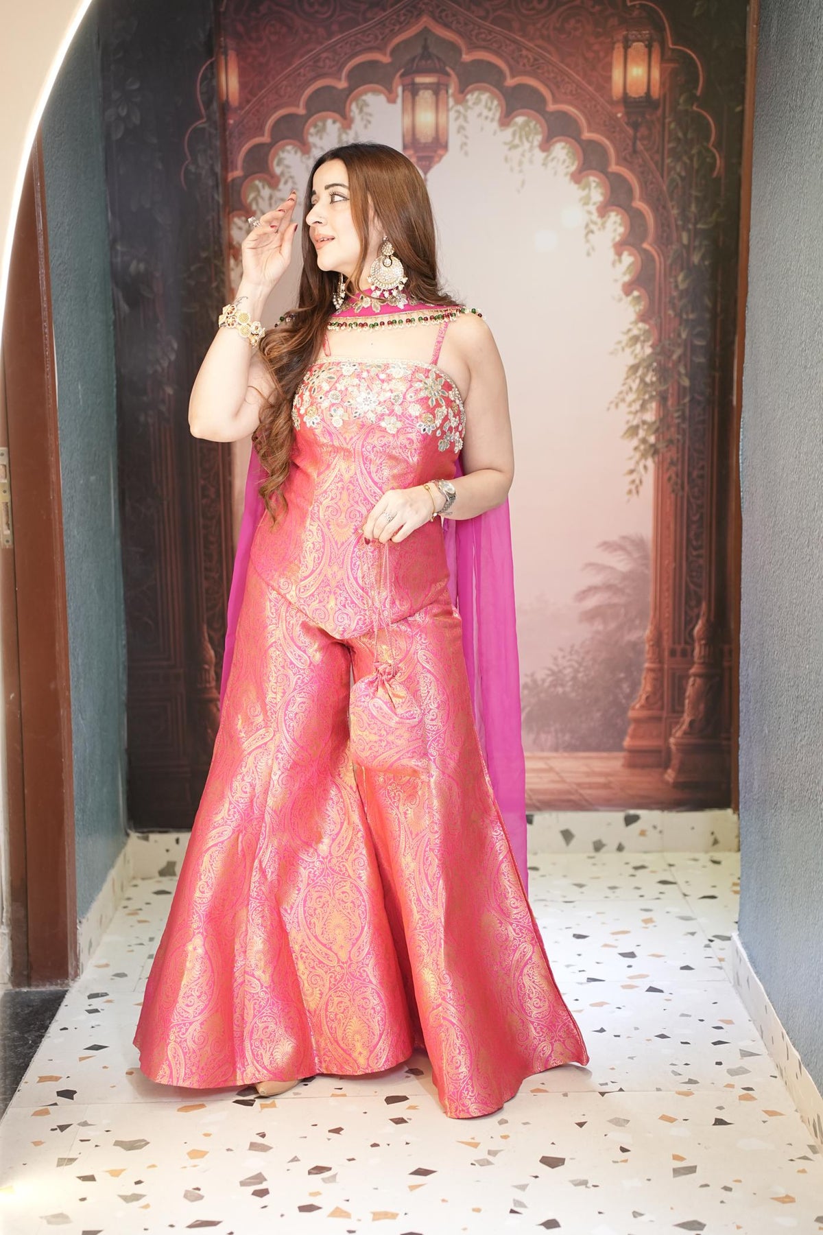 Gulabi Zari Brocade Corset Set