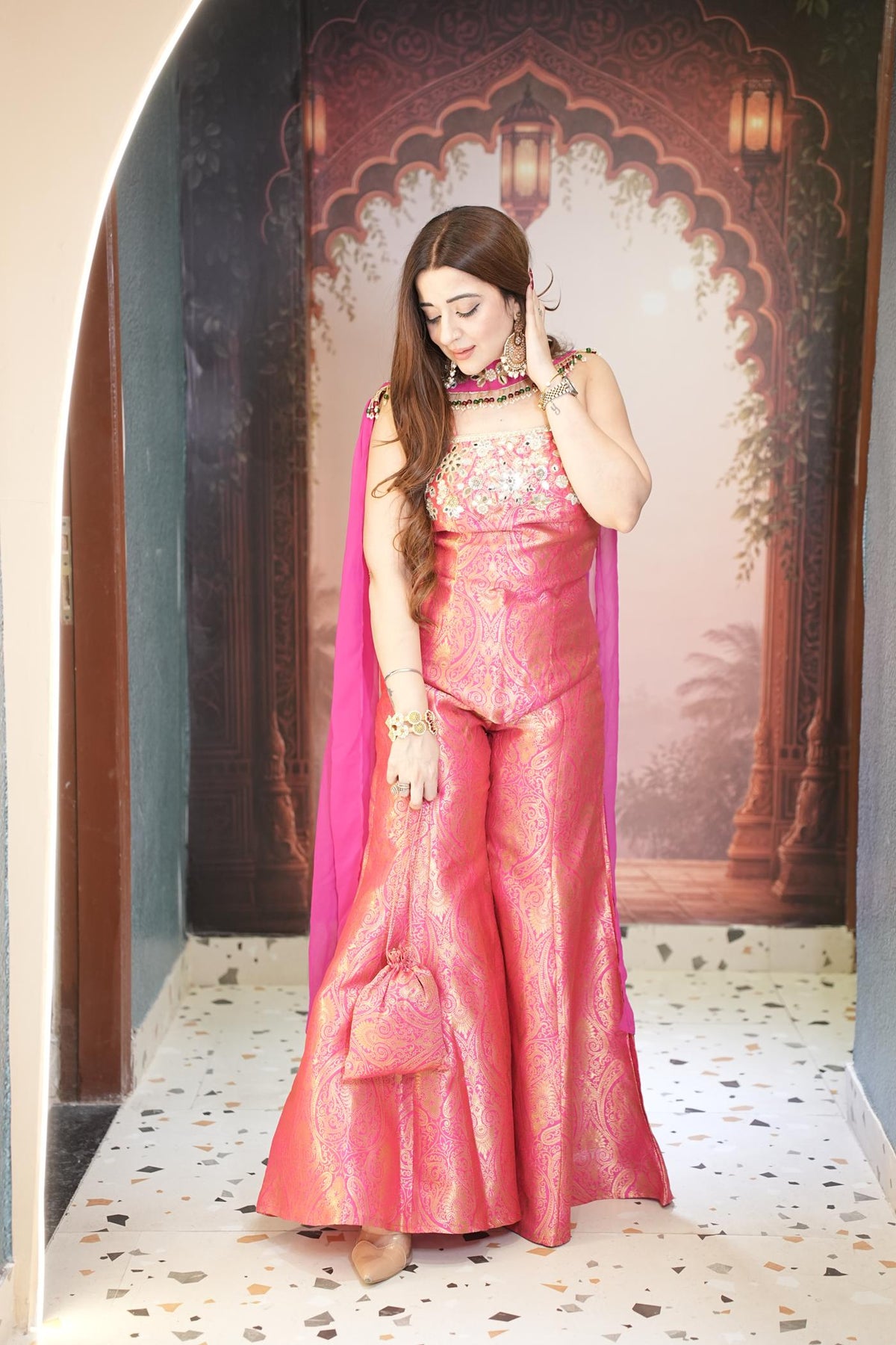 Gulabi Zari Brocade Corset Set