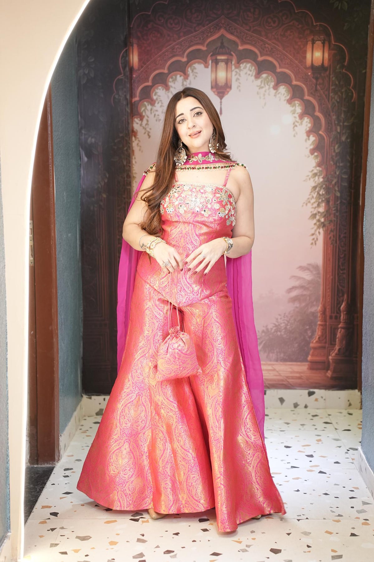 Gulabi Zari Brocade Corset Set