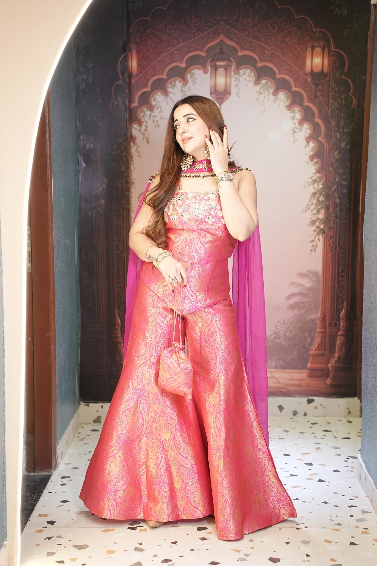 Gulabi Zari Brocade Corset Set