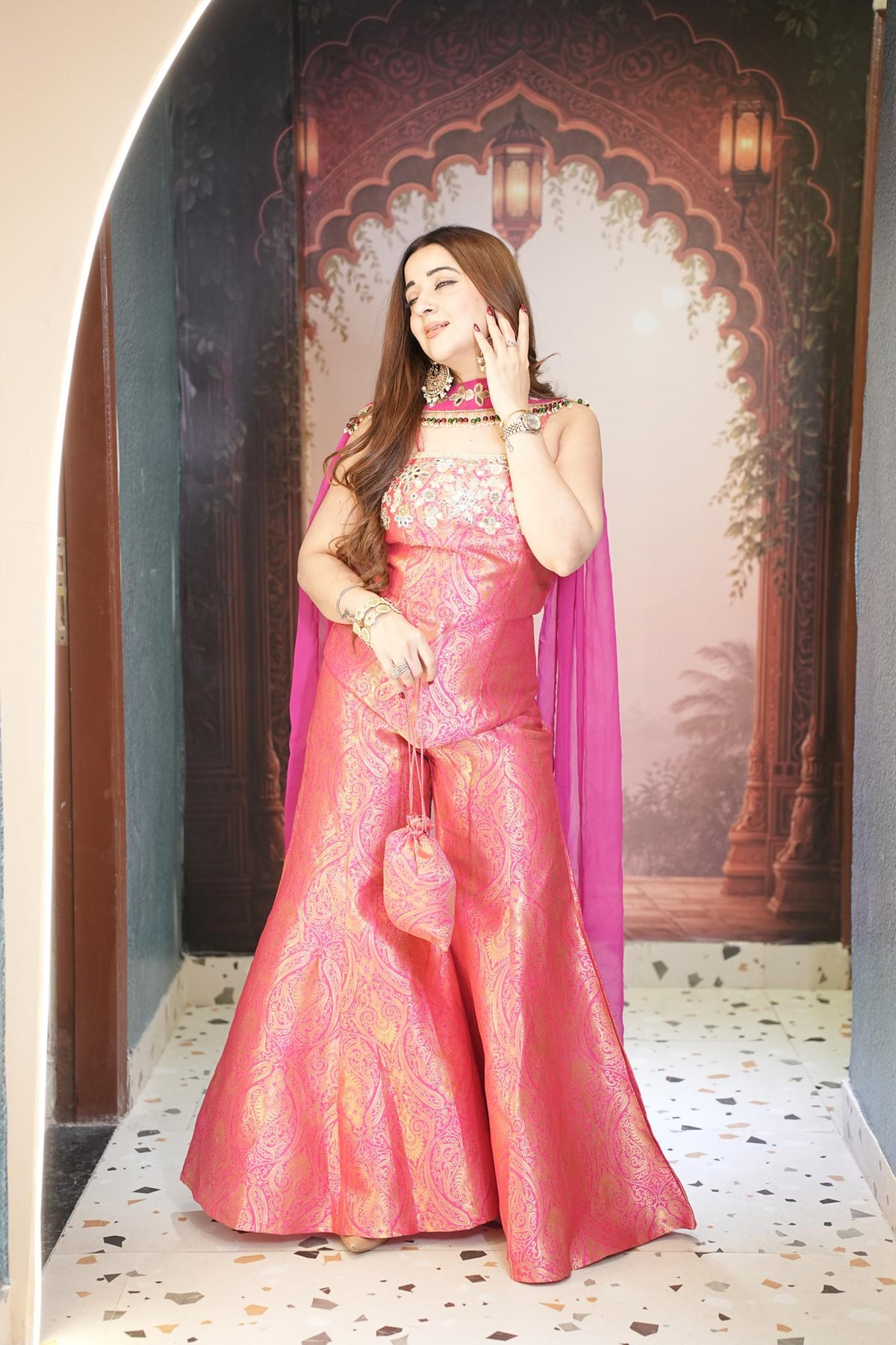 Gulabi Zari Brocade Corset Set