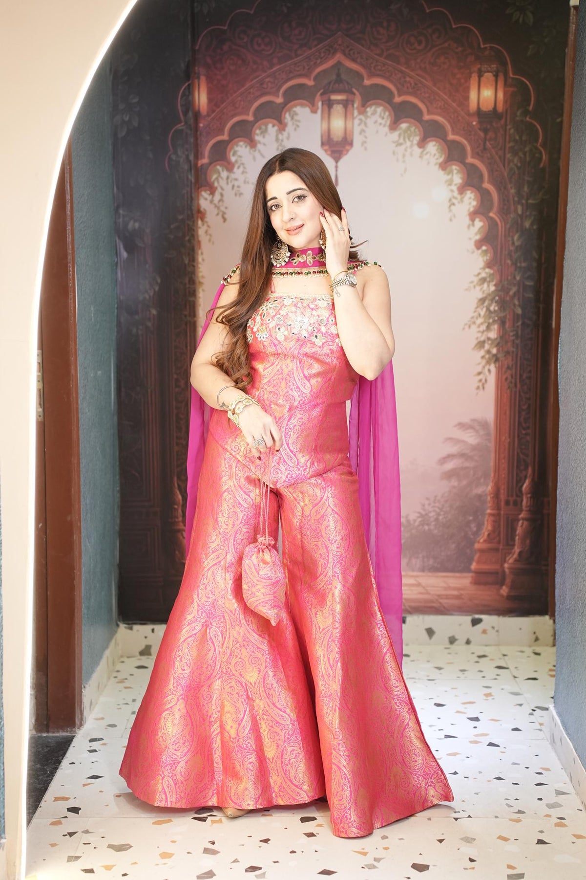 Gulabi Zari Brocade Corset Set