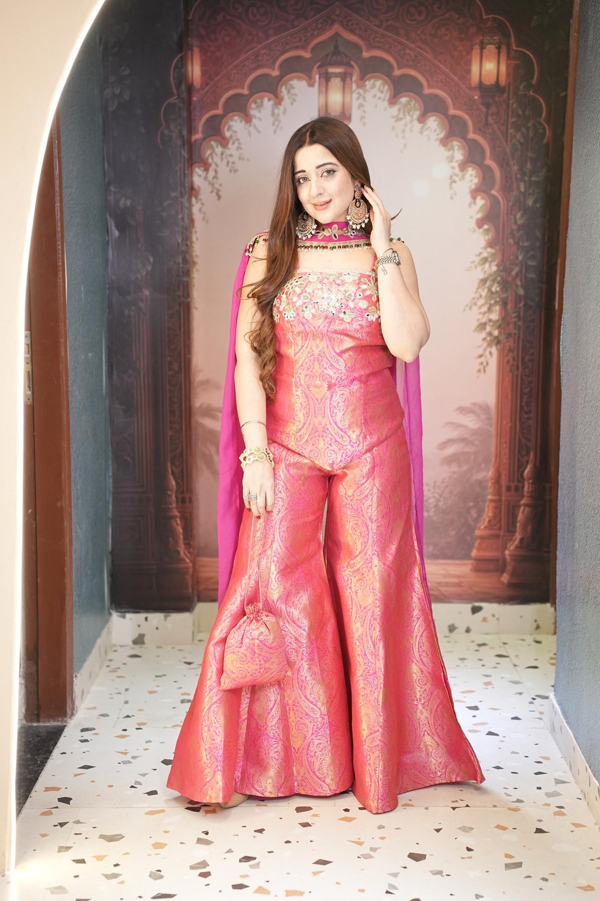 Gulabi Zari Brocade Corset Set