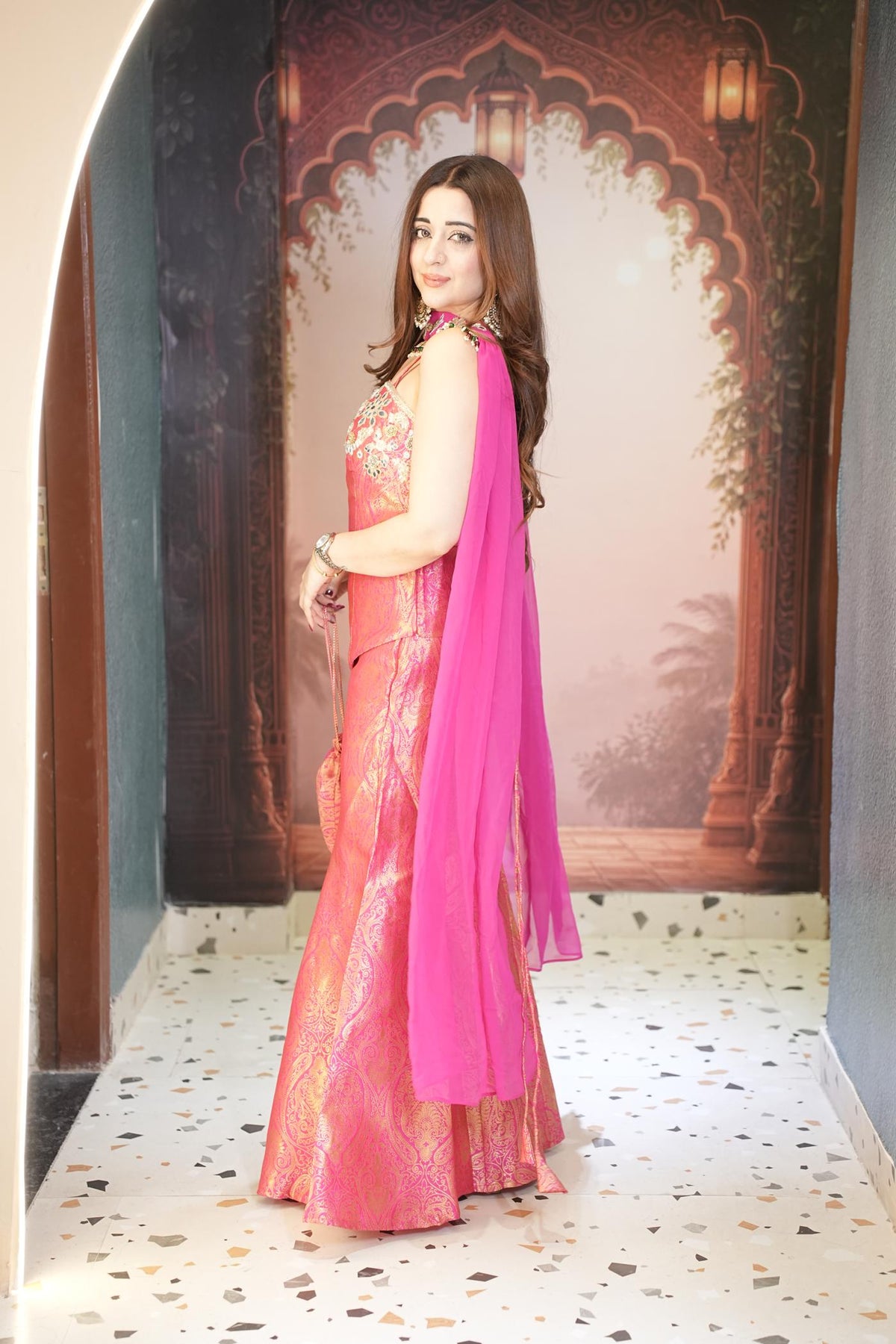 Gulabi Zari Brocade Corset Set