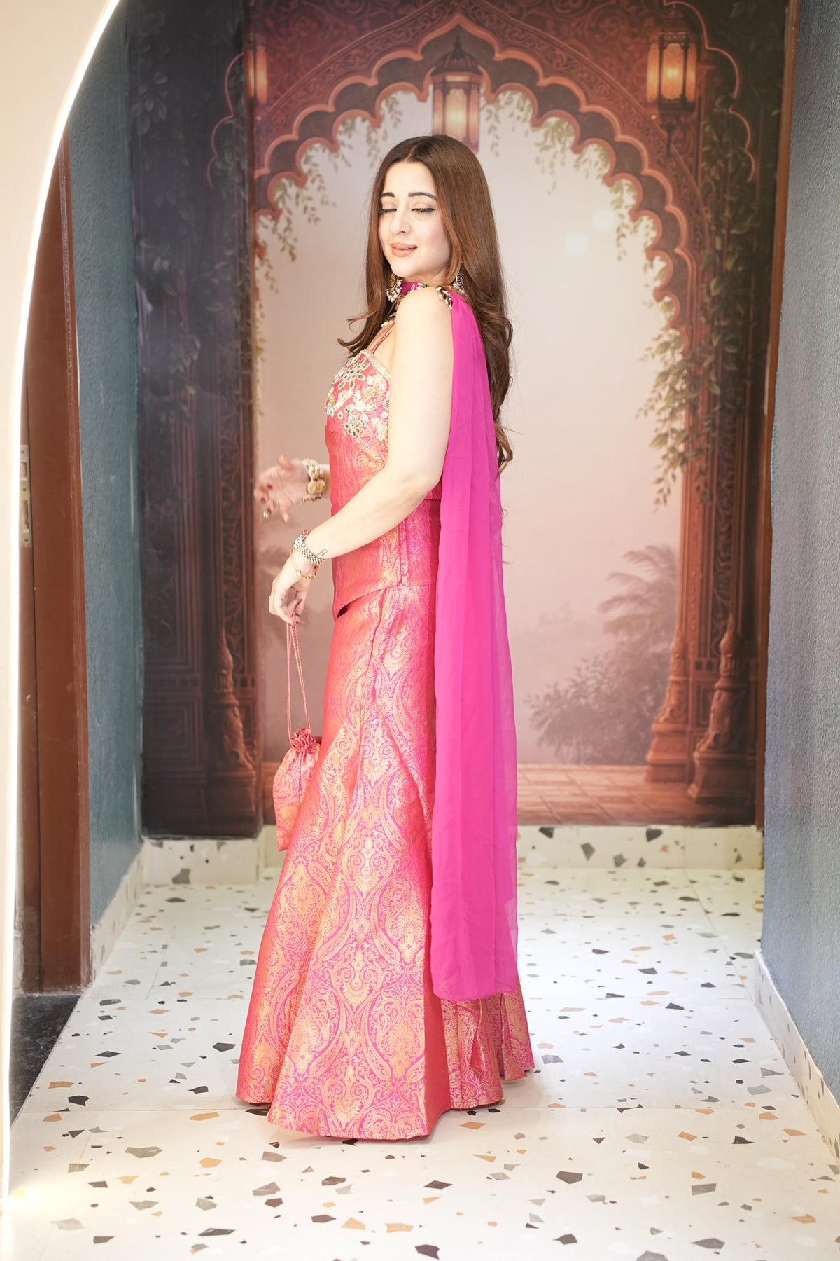 Gulabi Zari Brocade Corset Set