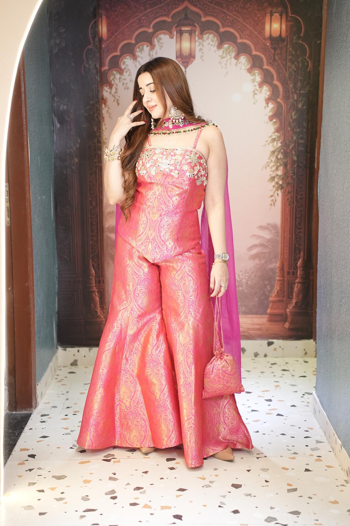 Gulabi Zari Brocade Corset Set