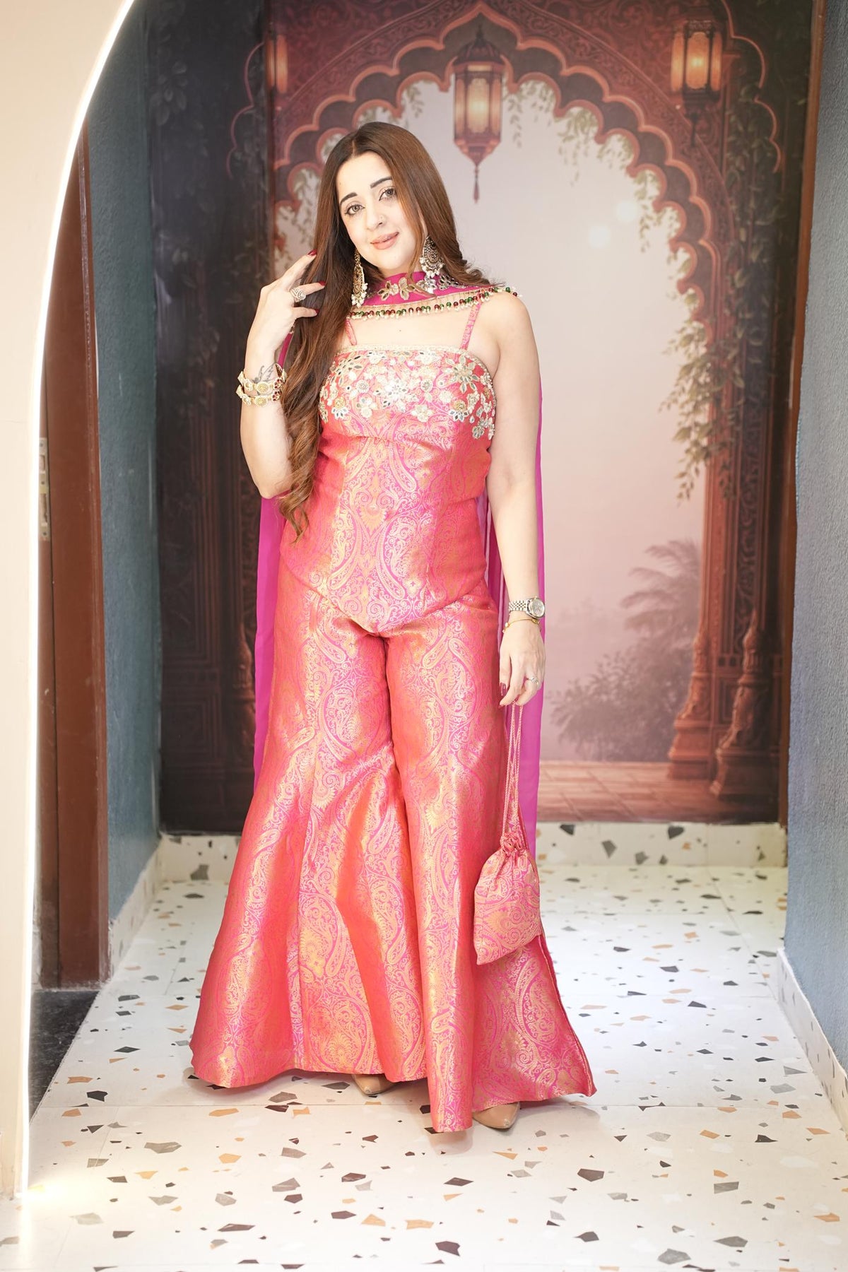 Gulabi Zari Brocade Corset Set