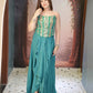 Morpankh Teal Corset Drape Skirt Set