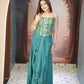 Morpankh Teal Corset Drape Skirt Set