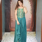 Morpankh Teal Corset Drape Skirt Set