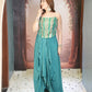 Morpankh Teal Corset Drape Skirt Set