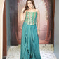 Morpankh Teal Corset Drape Skirt Set