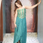 Morpankh Teal Corset Drape Skirt Set