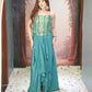 Morpankh Teal Corset Drape Skirt Set